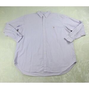 Ralph Lauren Shirt Mens 3XL XXXL Tall Purple Button Up Long Sleeve‎ Flesh Pony*